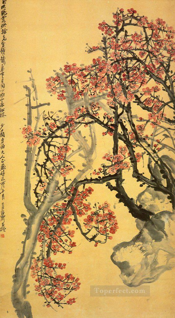 中国の伝統的な呉滄朔紅梅の花油絵